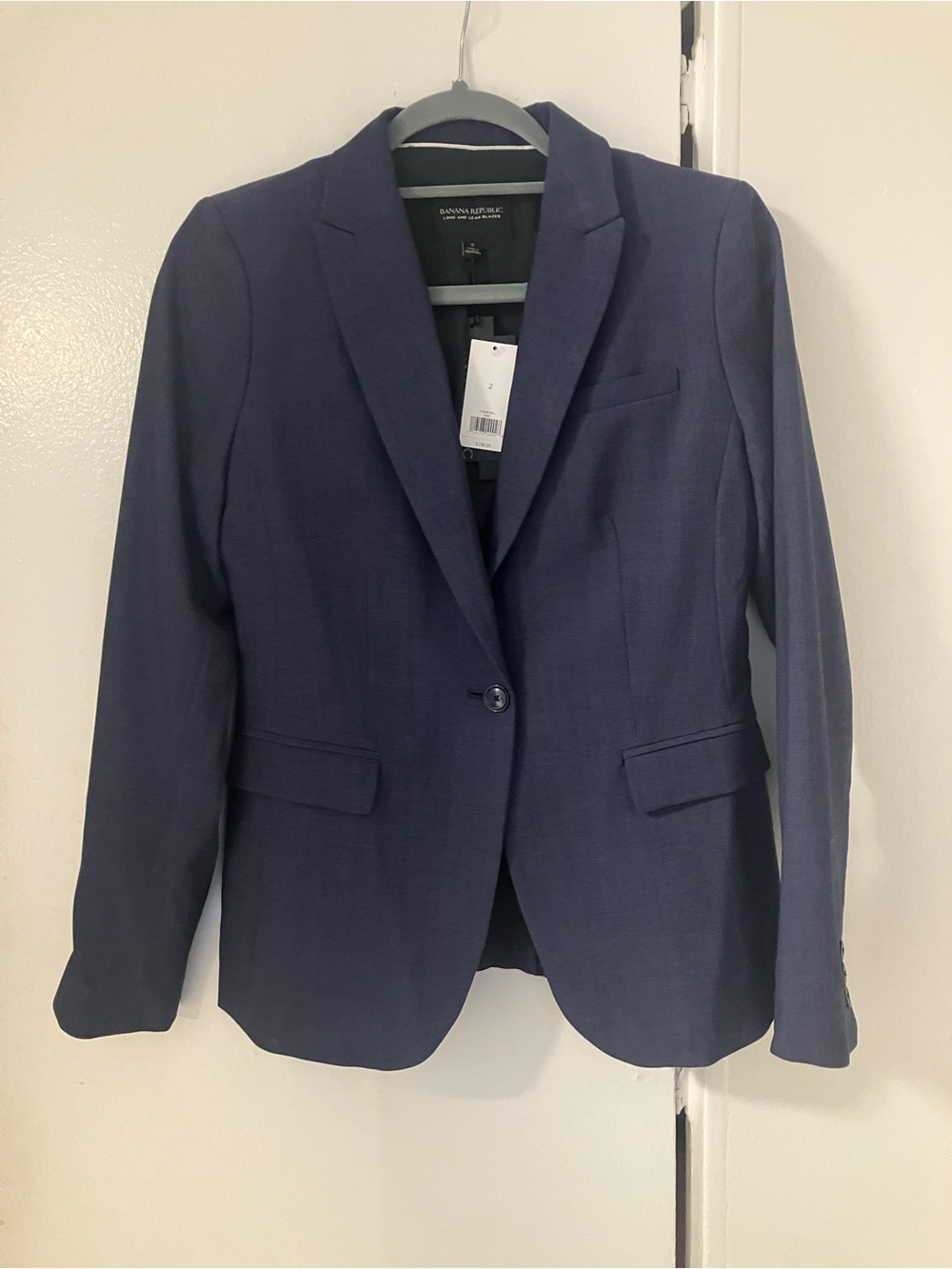 NWT Banana Republic Womens Dark Blue Stretch Wool Blazer Jacket Sz 2 $198 New.